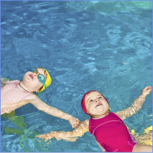 Kids enjoys floating at the pool